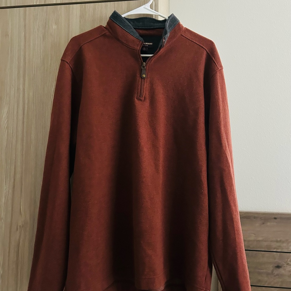 Johnston & Murphy Men's Zip-Neck Sweater in Rust